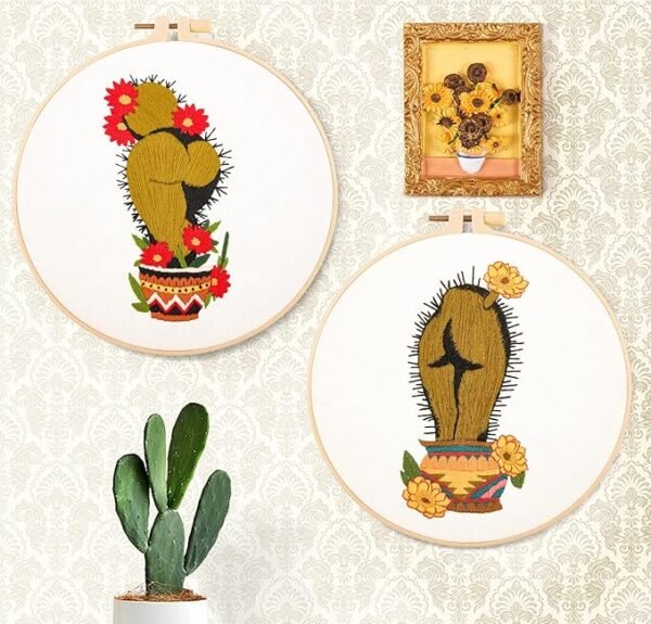 Funny Cactus Embroidery Kit for Beginner Adults