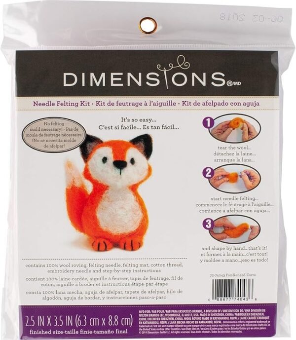 Fox Felt Animals Needle Felting Kit, 3'' x 2.5''
