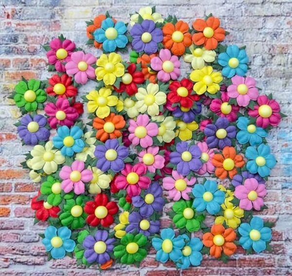 Handmade 100 Pcs Lovely Mulberry Paper Flowers 30x30mm