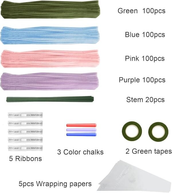 AJKJ 435pcs 4 Colors Pipe Cleaners Craft Supplies