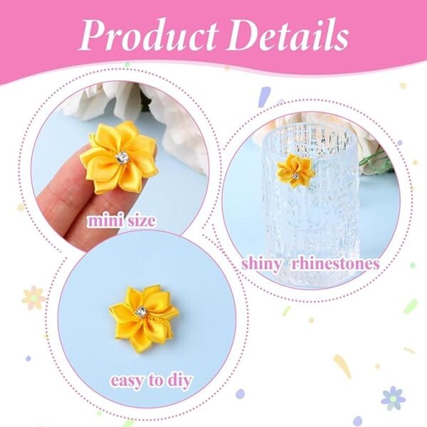 50PCS Satin Ribbon Flowers for Crafts Small Flowers 1.2 Inch