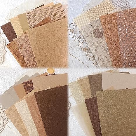 Aromoty 30 sheets Textured Scrapbook Paper&Mesh Fabric 5.8x8.2 Inches