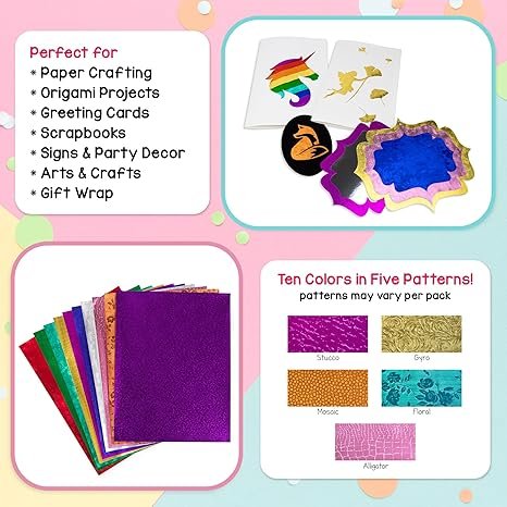 Hygloss Products Embossed Metallic Foil Paper 8.5x10-Inch, 30Pack