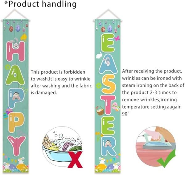 3 Easter Porch Sign, Happy Easter Theme Porch Sign with Bunny Egg Decoration