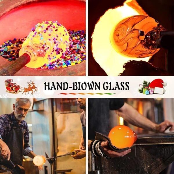 RGJ 6 PCS Hand Blown Glass Ornaments Balls