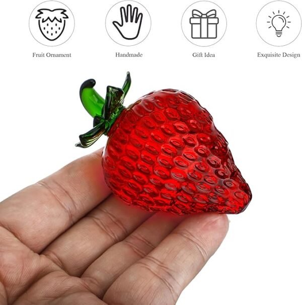 KRISININE Glass Red Strawberry Figurine Crystal Fruit Collectibles Art Glass