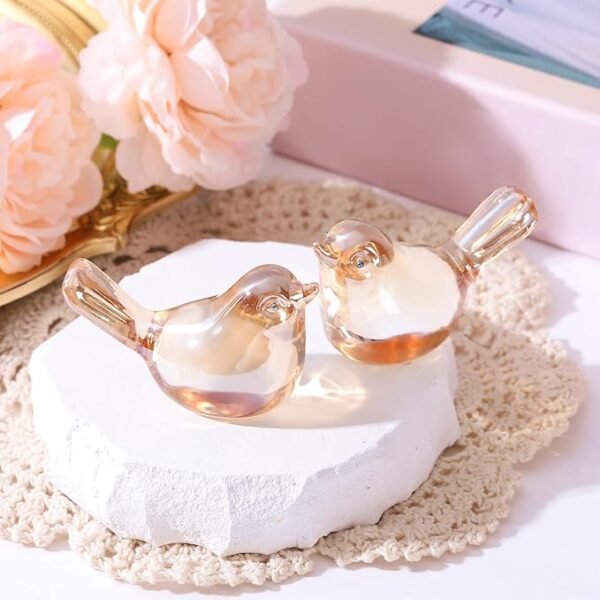 Reyife Small Bird Figurines Home Decor Glass Crystal Bird Statue