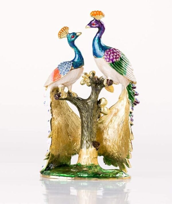 3 SEVENBEES Hand Painted Pair of Peacocks Figurine