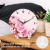 SPUNKER Wall Clock,Pink Roses Flowers Wall Clocks