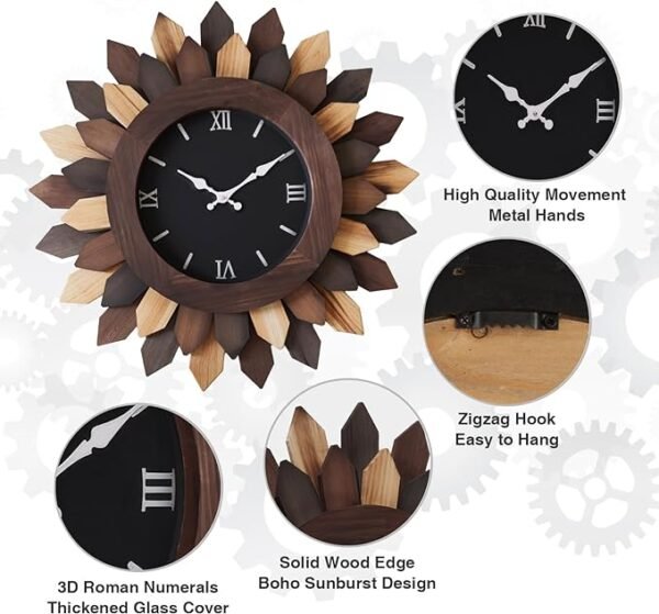 ZBJZJM Large Wall Clock for Living Room Deco Boho 24''