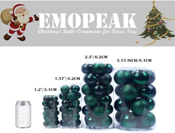 Emopeak 24Pcs Mini Christmas Balls Ornaments 1.2 Inch
