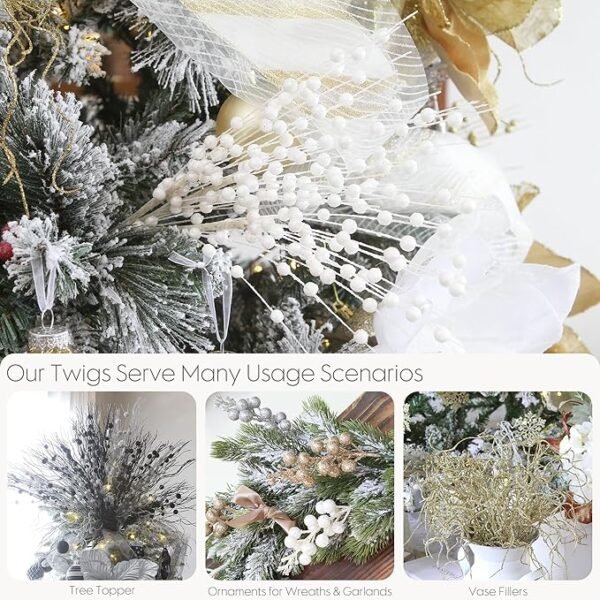 Sea Team 24-Pack Artificial Glitter Berry Stem 17 Inches