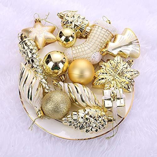 3 Sattiyrch 76ct Christmas Tree Ornaments,Golden