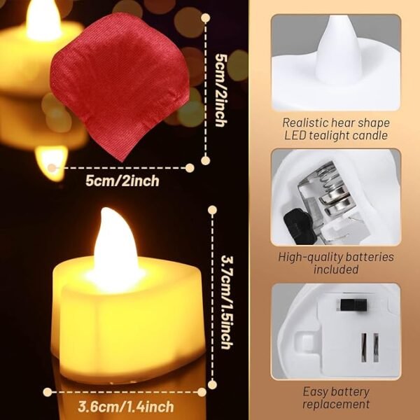 cridoz 2000 Pieces Artificial Rose Petals with 24 Pieces LED Tea Lights Candles