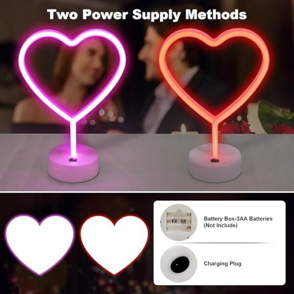 BRIGHTDECK 2 Pack Heart Neon Signs