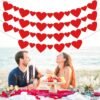 KatchOn, Red Felt Heart Garland  - Pack of 40