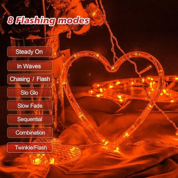 LOLStar, Connectable Red Heart-Shaped 138 LEDs 12 Hearts String Lights