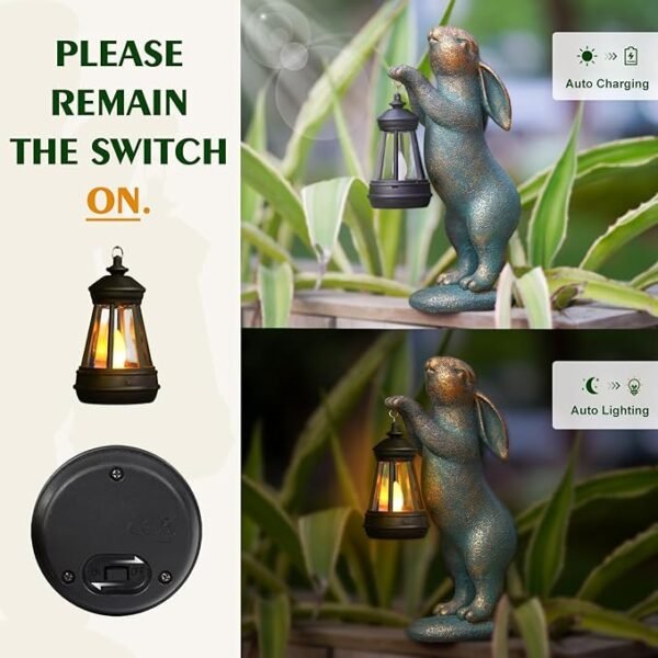 MININOVA Garden Statues Rabbit with Solar Lantern