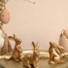 WONDROUS' DECO Set of 3 Small Resin Dark Gold Easter Bunny Figurines