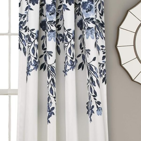 Lush Decor Tanisha Curtains Beautiful, Modern, Elegant Home Decor - 52" W x 84" L, Navy & White