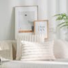 2 Faux Fur Plush Decorative Throw Pillow Covers Fuzzy Striped