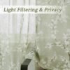 FMFUNCTEX  Linen Sheer Curtains for Bedroom, Sage Green Blossom Print Curtains 84 Inches