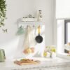 SONGMICS Coat Rack with Shelf, Wall-Mounted Coat Rack, with 4 Metal Dual Hooks for Coats, Bags, for Entryway