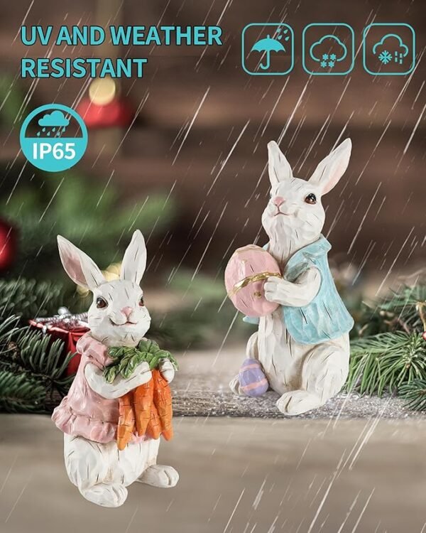 iStatue Easter Bunnies, 2 Resin 5'' Bunny Figurines