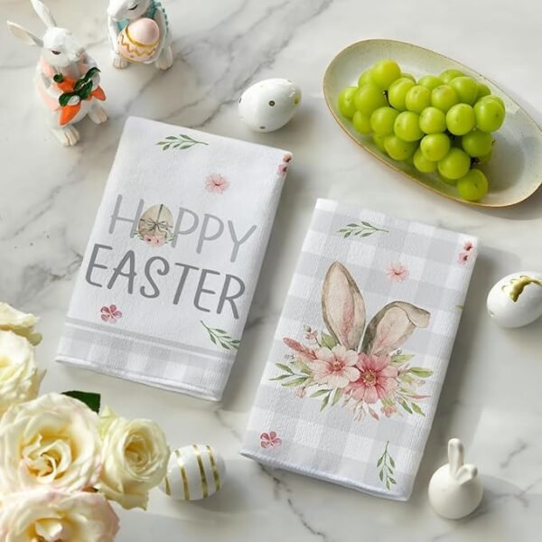 3 Artoid Mode Easter Bunny Kitchen Dish Towels, 18 x 26 Inch