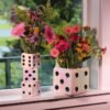 Iridescent Triple Dice Vase, Maximalist Home Decor Ceramic