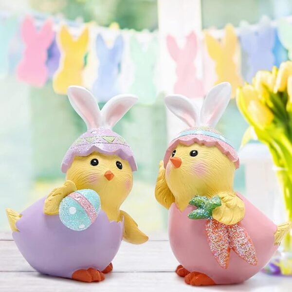 Hodao  Colorful Eggs Chickens Gnomes Decorations 2PCS