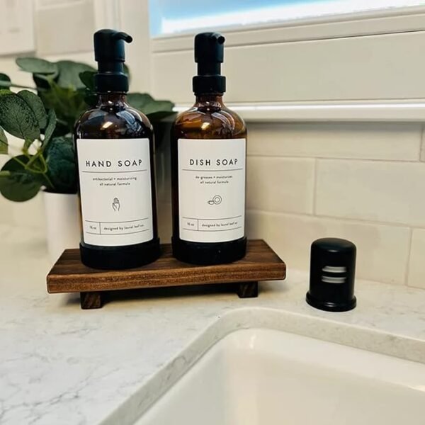 GRID FORTE Wood Pedestal Soap Stand, Farmhouse Wood Riser, Soap Dish Holder
