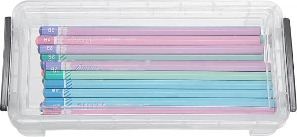 BTSKY Large Capacity Pencil Box (6 Pack Clear)