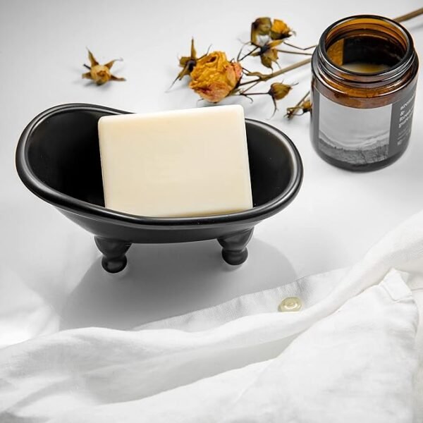dodococa 1piece 5.6" Black Ceramic Mini Bathtub Soap