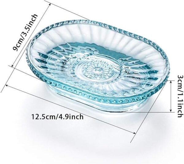 MDLUU   Glass Soap Dish, Embossed Bar Soap Holder, Decorative Soap Saver Tray
