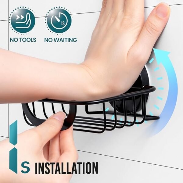 TAILI Soap Holder Soap Dish Suction Cup with Hooks, Soap Bar Holder for Shower Wall