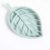Aeggplant Blue Soap Dish,Leaf-Shaped Shower Soap Holder with Draining Tray