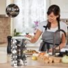 EBIZ&TECH 20-Jar Stainless Steel Rotating Spice Rack with Non-Slip Base