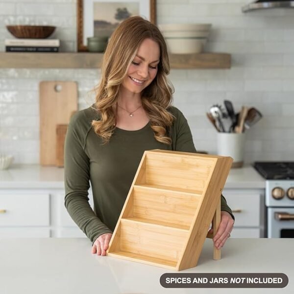 Oh So Kitch Bamboo Spice Rack Organizer For Kitchen Countertop & Drawer