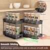 DABIGE 2 Packs Pull Out Spice Rack Organizer for Cabinet, Slide Out Spice Racks Organizer
