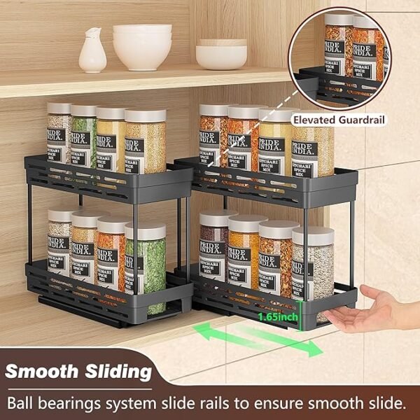 DABIGE 2 Packs Pull Out Spice Rack Organizer for Cabinet, Slide Out Spice Racks Organizer