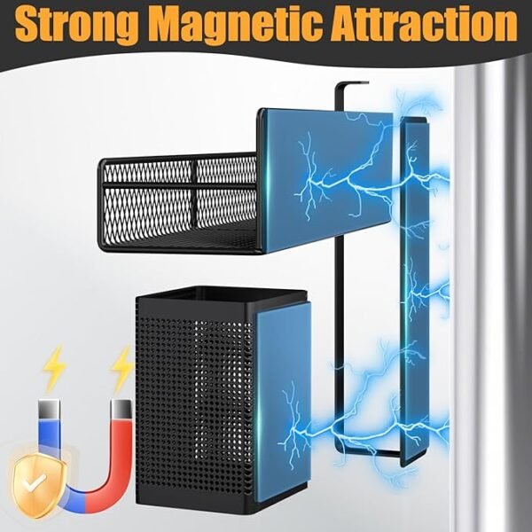 DTUQYX Magnetic Spice Rack for Refrigerator, 6 Pack Metal Magnetic Shelf Black
