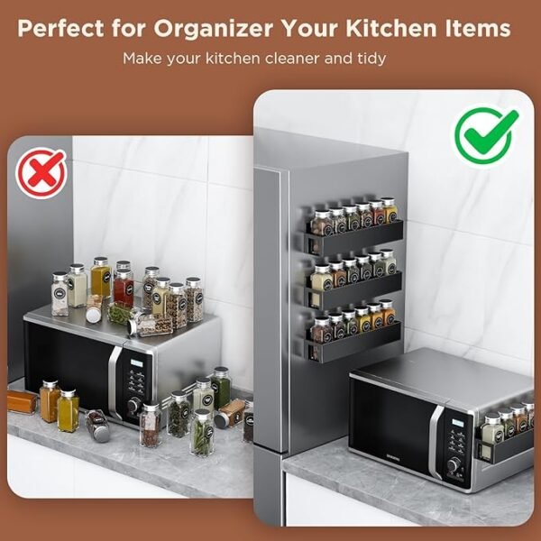 Agotglmi 4 Pack Magnetic Spice Rack with 24 Spice Jars, Spice Labels