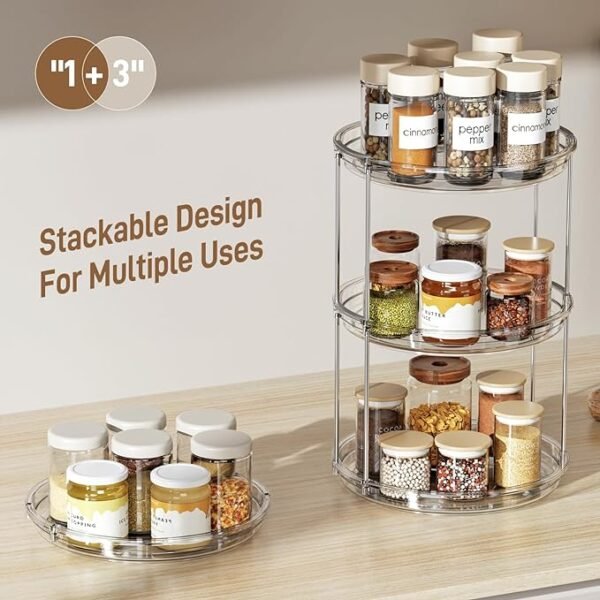 LAMU 2 Tier Lazy Susan Turntable Organizer 9.25'' Rotating Spice Rack