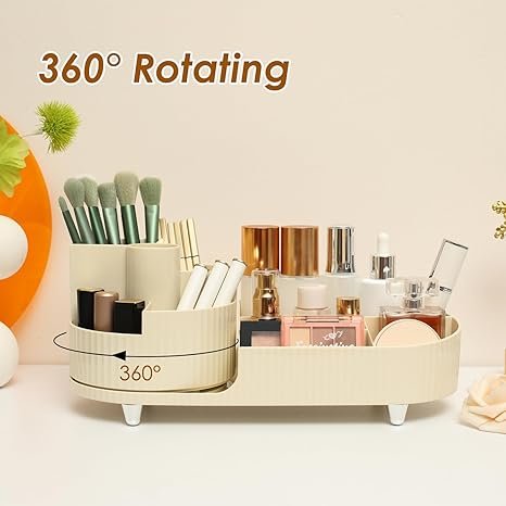 Makeup Organizer Countertop Rotating Makeup Organizer for Vanity Large Capacity Cosmetic Display