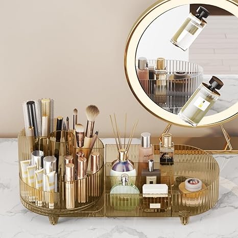 Rotating makeup organizer,Large Capacity Cosmetic Display Case, easy to hold all of your makeup products