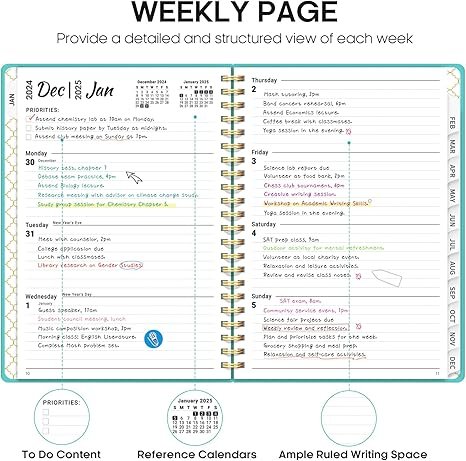 2025 Planner - Weekly and Monthly Planner Spiral Bound, January 2025