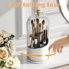 YOOLENS Makeup Brush Holder Organizer with Lid,360 Rotating Clear Dustproof Makeup Brushes