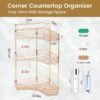 NATURE'S SOURCE Makeup Organizer for Vanity, 3-Tier Corner Bathroom Organizer Countertop with Makeup Brush
