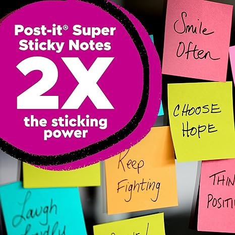 Post-it Super Sticky Lined Notes, 4 Sticky Note Pads, 8 x 6 in.